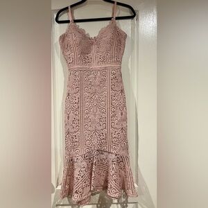 Guess Pink Lace Midi Dress